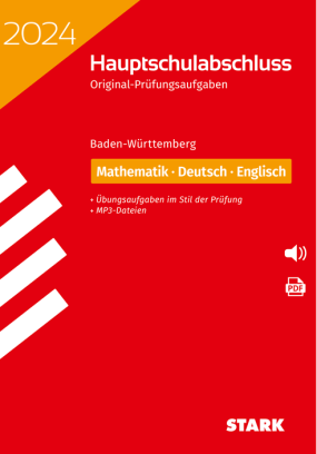 Original-Prüfungen Hauptschulabschluss 2024 - Mathematik, Deutsch, Englisch 9. Klasse - BaWü
