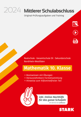 Original-Prüfungen und Training - Mittlerer Schulabschluss 2024 - Mathematik - Realschule/Gesamtschule EK/ Sekundarschule - NRW - inkl. Online-Nachhilfe