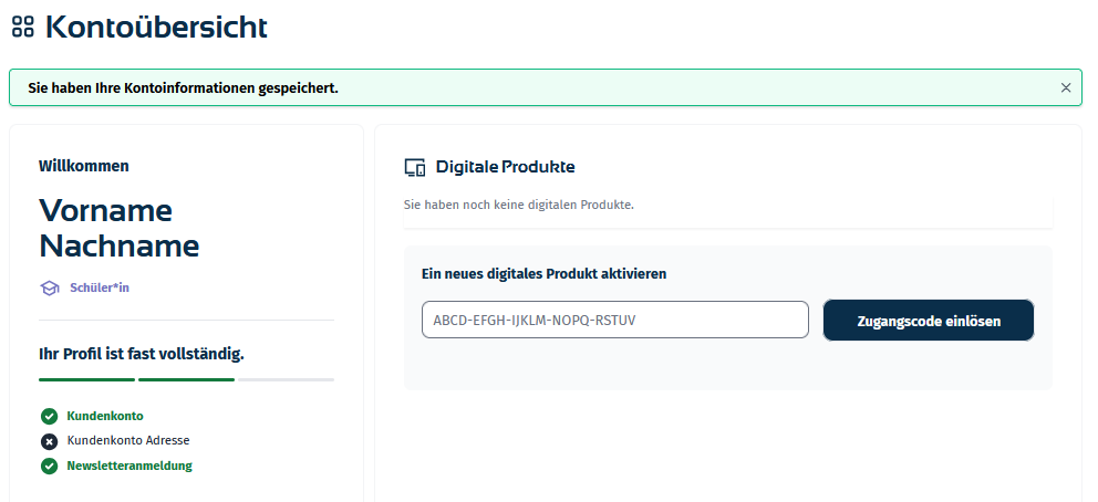 Screenshot MySTARK im Konto aufrufen